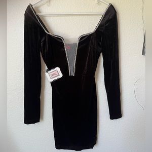 Black velvet dress with rhinestones